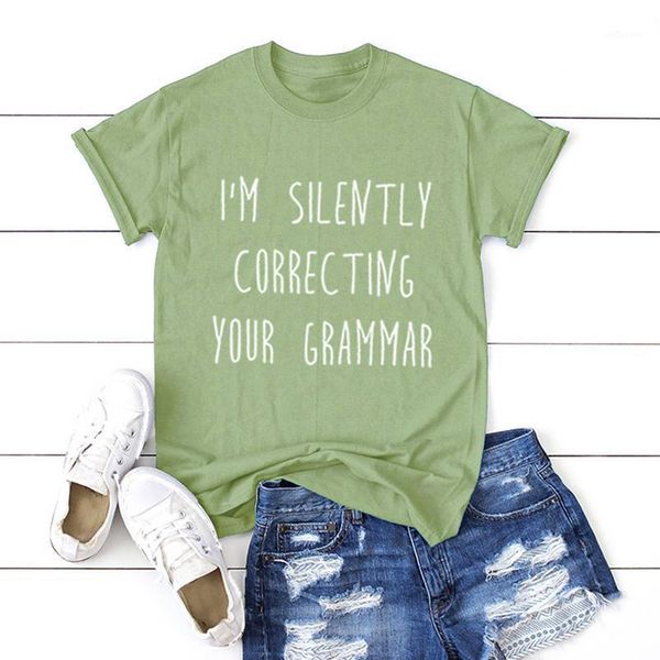 summer women t-shirt i' silently correcting your grammar letters print t-shirt o neck short sleeve t shirt casual women 1, White
summer women t-shirt i' silently correcting your grammar letters print t-shirt o neck short sleeve t shirt casual women 1, White