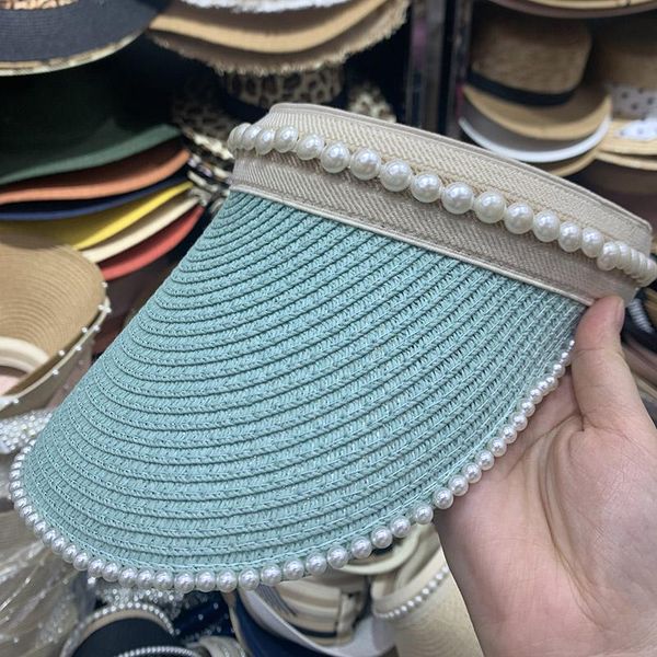 2021 New Women Summer Sun Straw Visor Wide-brimmed Pearl Hat Beach Hat Adjustable UV Protection Female Cap Viseira Packable, Blue;gray
2021 New Women Summer Sun Straw Visor Wide-brimmed Pearl Hat Beach Hat Adjustable UV Protection Female Cap Viseira Packable, Blue;gray