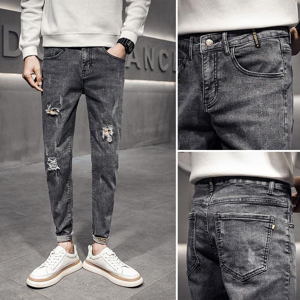 men's jeans pencil for men 2021 distressed broken hole ankle-length pants casual vintage stretch denim classic slim pantalon homme, Blue
men's jeans pencil for men 2021 distressed broken hole ankle-length pants casual vintage stretch denim classic slim pantalon homme, Blue