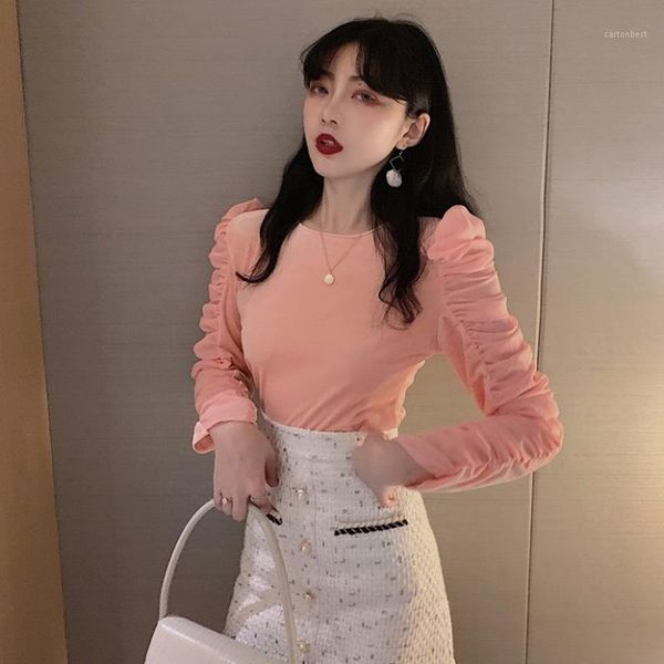 women's t-shirt korean sweet o neck puff sleeve women t shirts vintage elegant basic mesh patchwork wrinkle shirt 1, White
women's t-shirt korean sweet o neck puff sleeve women t shirts vintage elegant basic mesh patchwork wrinkle shirt 1, White