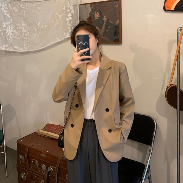 new 2021 fall khaki female jacket autumn and winter loose temper little suit 2ii8, White;black
new 2021 fall khaki female jacket autumn and winter loose temper little suit 2ii8, White;black
