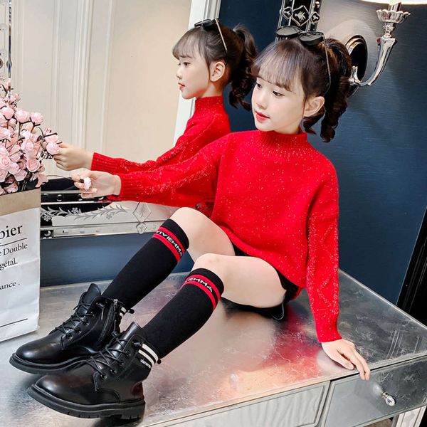 knitted sweater girls' with plush and thickened pullover, Blue
knitted sweater girls' with plush and thickened pullover, Blue