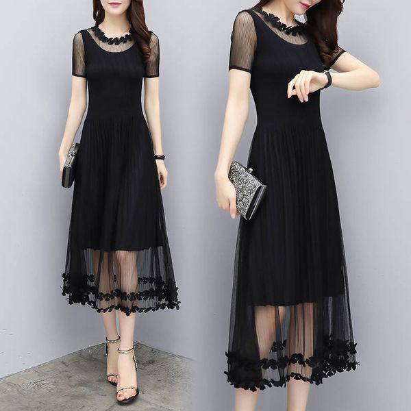 summer 2020 casual dress dressed in elegant black sleeve short lace malha patch o-neck a long line of office work lady e3cn, Black;gray
summer 2020 casual dress dressed in elegant black sleeve short lace malha patch o-neck a long line of office work lady e3cn, Black;gray