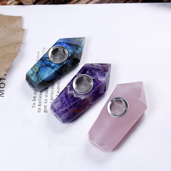 1pc natural quartz crystal mini pipe rose quartz smoking tube amethyst stone crystal point wand healing with meta qylbdx, Black 
1pc natural quartz crystal mini pipe rose quartz smoking tube amethyst stone crystal point wand healing with meta qylbdx, Black
