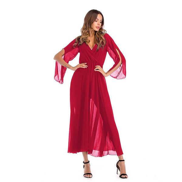 new arrival summer fashion womens deep v-neck elegant casual party slim big hem beach chiffon dress ad257, Black;gray
new arrival summer fashion womens deep v-neck elegant casual party slim big hem beach chiffon dress ad257, Black;gray