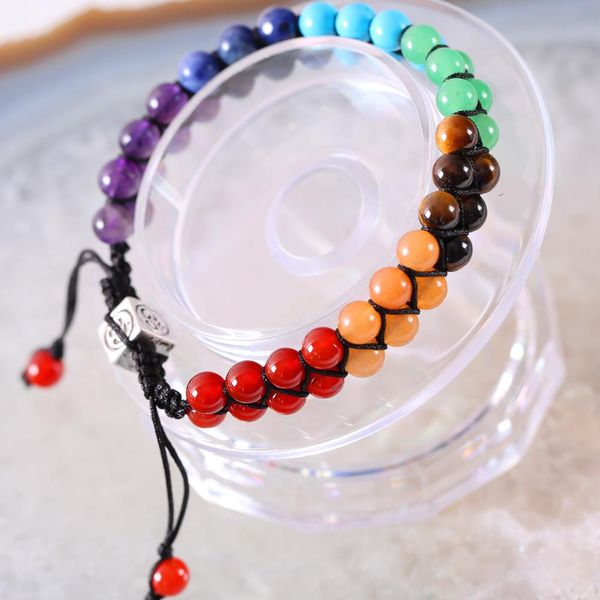 7 chakra healing bracelet mixed colors natural stone round beads bangle size adjustable for women men charm jewelry h076, Black
7 chakra healing bracelet mixed colors natural stone round beads bangle size adjustable for women men charm jewelry h076, Black
