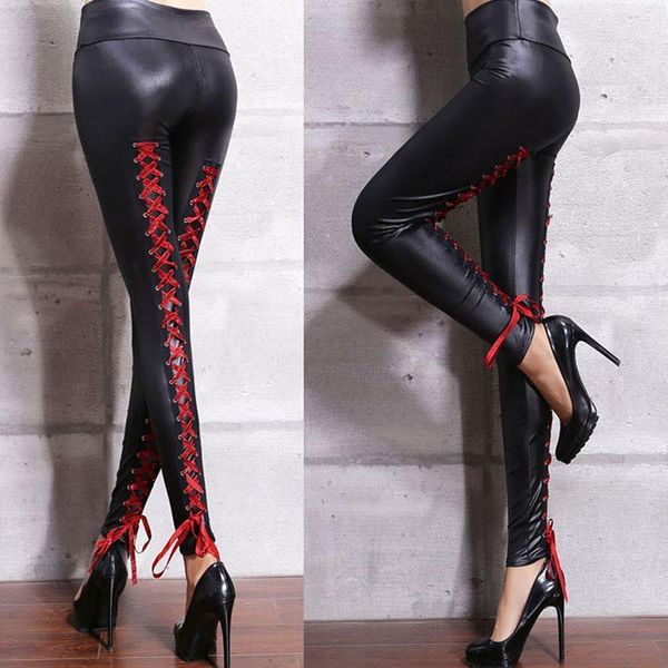 lace-up moto biker leggins female faux leather leggins autumn high waist elastic women legging bandage stretch leggings1, Black
lace-up moto biker leggins female faux leather leggins autumn high waist elastic women legging bandage stretch leggings1, Black