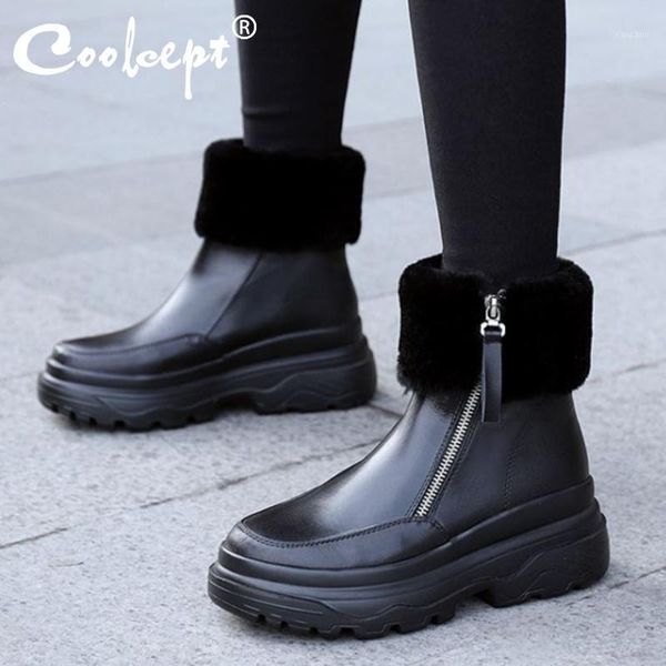 coolcept real leather women ankle snow boots plush fur zip shoes round toe winter warm boots women fashion footwear size 33-401, Black
coolcept real leather women ankle snow boots plush fur zip shoes round toe winter warm boots women fashion footwear size 33-401, Black
