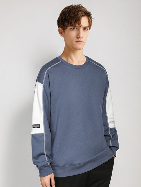men color block drop shoulder sweatshirt h5q3#, Black
men color block drop shoulder sweatshirt h5q3#, Black