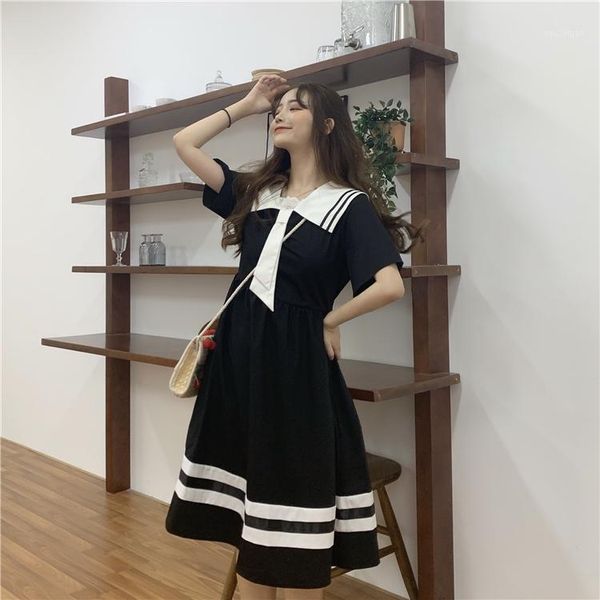 korean new summer college style sweet sailor collar short sleeve dress vintage mori girl cute bow lace up splice kawaii dress1, Black;gray
korean new summer college style sweet sailor collar short sleeve dress vintage mori girl cute bow lace up splice kawaii dress1, Black;gray