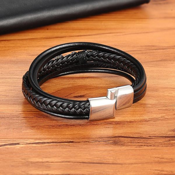 multi-layer leather combination small accessories simple style men's stainless steel leather bracelet classic gift sqcxes, Golden;silver
multi-layer leather combination small accessories simple style men's stainless steel leather bracelet classic gift sqcxes, Golden;silver