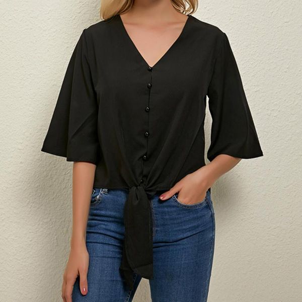 women's blouses & shirts 2021 chiffon blouse fashion mid-sleeved v-neck button office lady casual solid color wild, White
women's blouses & shirts 2021 chiffon blouse fashion mid-sleeved v-neck button office lady casual solid color wild, White