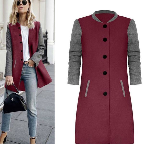 european and american style autumn and winter new style contrast stitching fashion woolen coat long coat women's clothingx1016, Black;brown
european and american style autumn and winter new style contrast stitching fashion woolen coat long coat women's clothingx1016, Black;brown