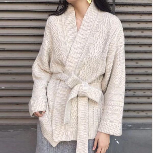 belt cardigan womens v-neck long sleeve knitwear female 2020 autumn winter new warm sweater fashion elegant sweater coat, White
belt cardigan womens v-neck long sleeve knitwear female 2020 autumn winter new warm sweater fashion elegant sweater coat, White
