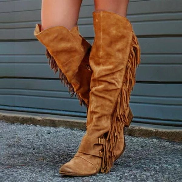 boots fashion chinese nation style flock leather women fringe flat heels long woman tassel knee high zapatos mujer 36-43, Black
boots fashion chinese nation style flock leather women fringe flat heels long woman tassel knee high zapatos mujer 36-43, Black