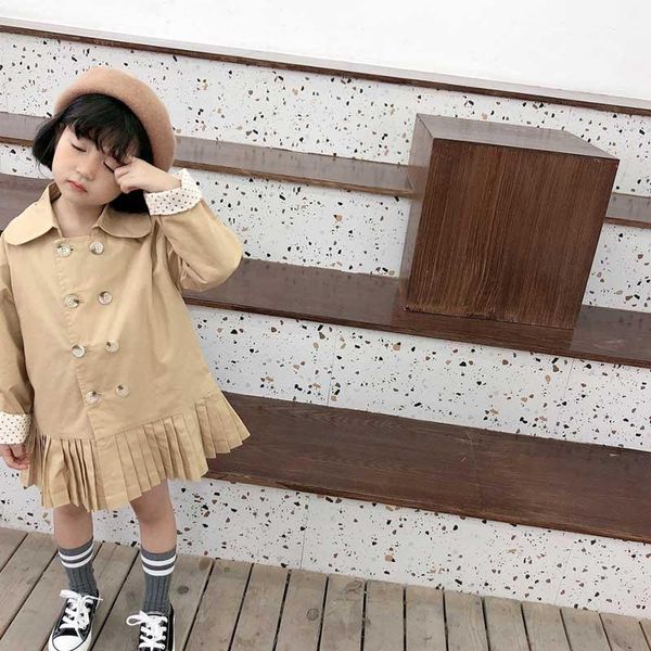 2020 girl's foreign style medium long windbreaker autumn new korean children's collar pleated clothes girl's coat 7-46, Blue;gray
2020 girl's foreign style medium long windbreaker autumn new korean children's collar pleated clothes girl's coat 7-46, Blue;gray