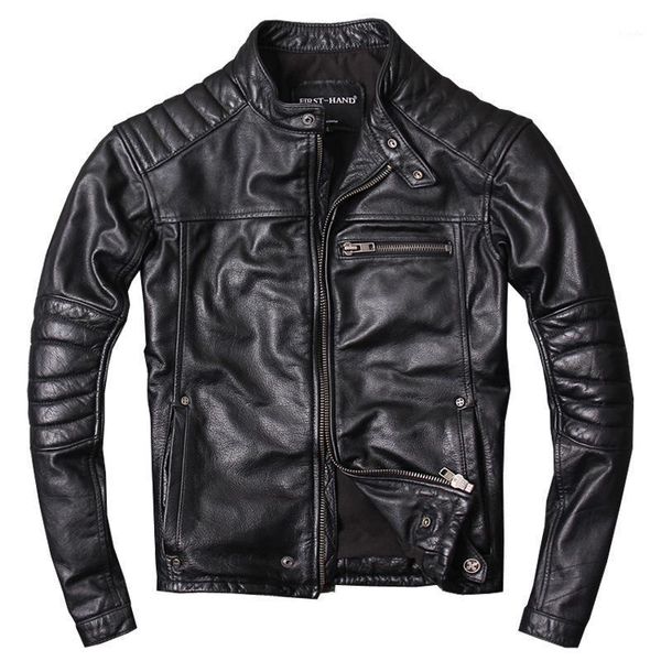 men's vintage genuine leather jackets cowhide motorcycle jackets brand leather coat for male1, Black
men's vintage genuine leather jackets cowhide motorcycle jackets brand leather coat for male1, Black