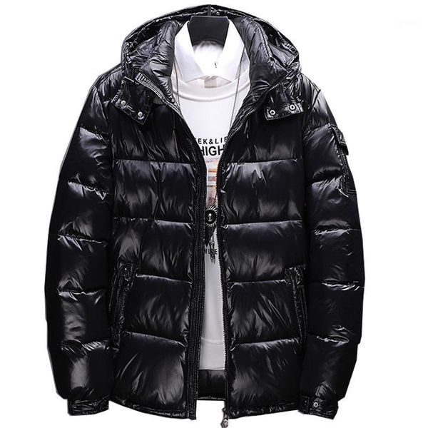 france men down jacket customized badge winter thickening jacket hooded young couples down1, Black