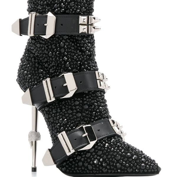 discount luxury bootstrendy crystal buckles captured bolts motorcycle tight strange short women's high heels party shoes, Black
discount luxury bootstrendy crystal buckles captured bolts motorcycle tight strange short women's high heels party shoes, Black