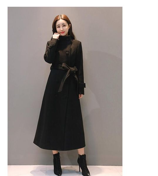 women's wool & blends 2021 autumn and winter long section woolen coat large size slim was thin, Black
women's wool & blends 2021 autumn and winter long section woolen coat large size slim was thin, Black