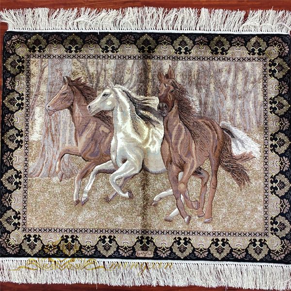 3'x2.3' three horses silk tapestry handknotted rugs oriental silk rug for living room wall
3'x2.3' three horses silk tapestry handknotted rugs oriental silk rug for living room wall
