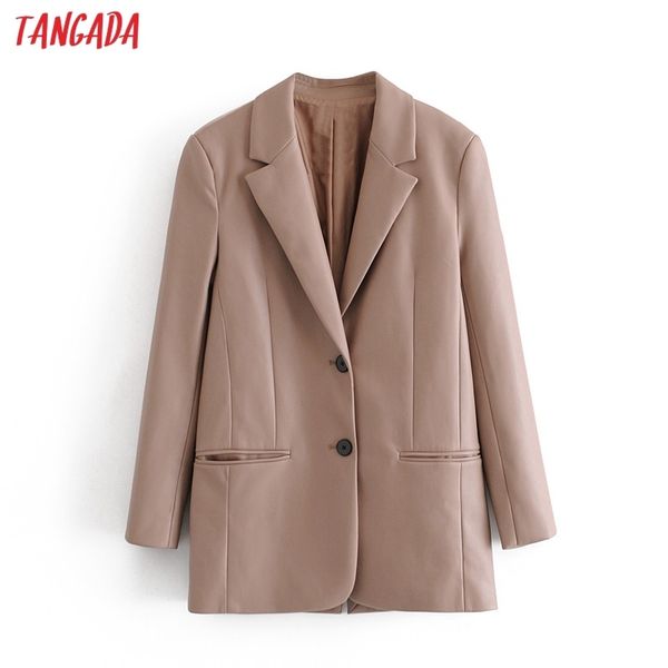 tangada women solid faux leather blazer coat vintage notched collar buttons autumn winter female chic qn46 201102, White;black
tangada women solid faux leather blazer coat vintage notched collar buttons autumn winter female chic qn46 201102, White;black