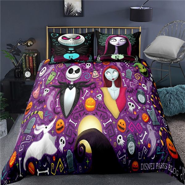 2/3 pieces the nightmare before christmas bedding set cartoon duvet cover luxury for gift bed quilt cover home bed cover set 1012
