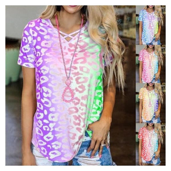 women's t-shirt women summer rainbow gradient cross strap v-neck short sleeve casual loose pullover shirt1, White
women's t-shirt women summer rainbow gradient cross strap v-neck short sleeve casual loose pullover shirt1, White