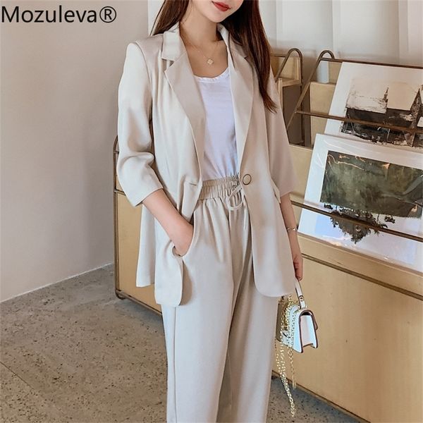 mozuleva summer women 2 pieces set casual single button blazer jacket & elastic waist pant female blazer pant suit 200923, White
mozuleva summer women 2 pieces set casual single button blazer jacket & elastic waist pant female blazer pant suit 200923, White