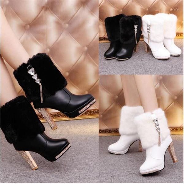 2020 autumn and winter new ladies booties snow boots women's boots hair with high heels1, Black
2020 autumn and winter new ladies booties snow boots women's boots hair with high heels1, Black