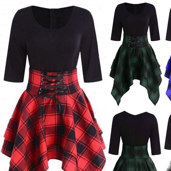 gothic women mini dress gothic preppy high waist plaid asymmetric casual female fashion elegant goth punk short dress, Black;gray
gothic women mini dress gothic preppy high waist plaid asymmetric casual female fashion elegant goth punk short dress, Black;gray