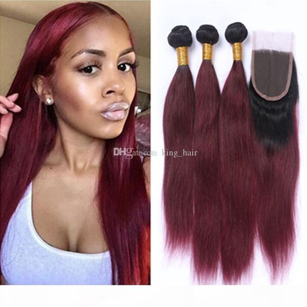 #1b 99j silky straight human hair bundles with closure wine red burgundy dark root two tone hair weaves with lace closure, Black
#1b 99j silky straight human hair bundles with closure wine red burgundy dark root two tone hair weaves with lace closure, Black