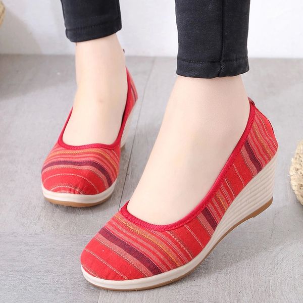 spring autumn women wedges high heels shoes canvas striped slip on shoes woman wedge pump ladies zapatos mujer 6163 #ha24, Black
spring autumn women wedges high heels shoes canvas striped slip on shoes woman wedge pump ladies zapatos mujer 6163 #ha24, Black