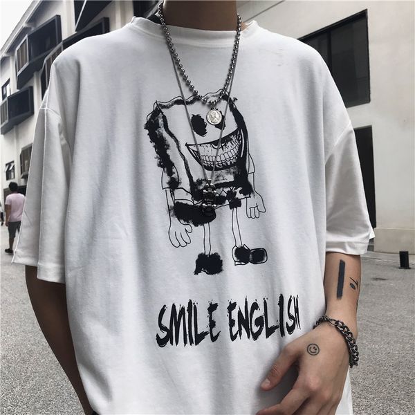 dark black street decadent feeling short sleeve asian style hip hop couple's men's fashion t-shirt, White;black
dark black street decadent feeling short sleeve asian style hip hop couple's men's fashion t-shirt, White;black