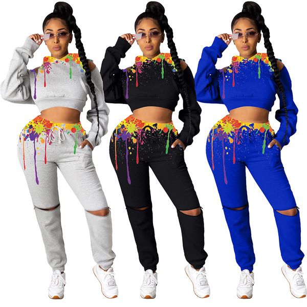 women two piece pants splash ink graffiti print casual outfits for women long sleeve hooded crop and hollow hole jogger pant sweatsuits, White
women two piece pants splash ink graffiti print casual outfits for women long sleeve hooded crop and hollow hole jogger pant sweatsuits, White