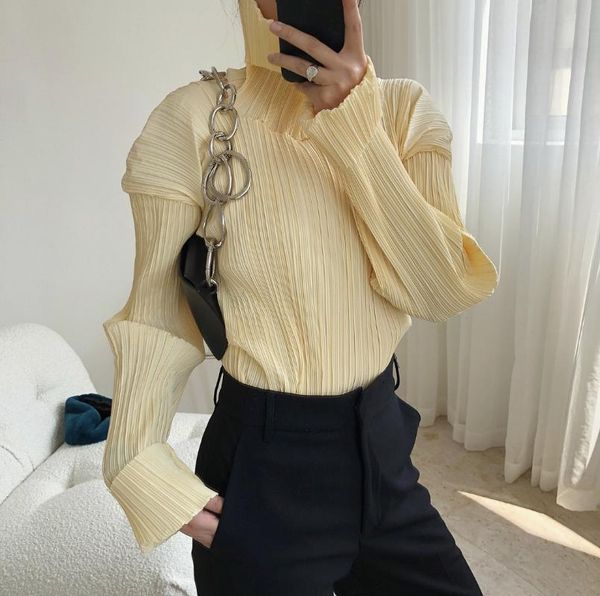 женщины футболка 2020 осень дизайн sense high neck плиссе с длинными рукавами сыпучей и thin wild основывая плиссе лучших женщин, White
женщины футболка 2020 осень дизайн sense high neck плиссе с длинными рукавами сыпучей и thin wild основывая плиссе лучших женщин, White