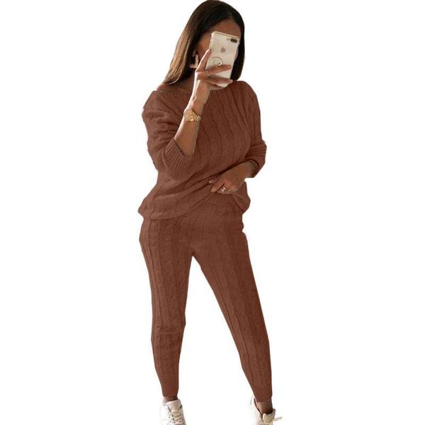 two pieces sets casual long sleeve autumn winter knitted sweater pullover and high waist long pant tracksuit sets 201007, White
two pieces sets casual long sleeve autumn winter knitted sweater pullover and high waist long pant tracksuit sets 201007, White