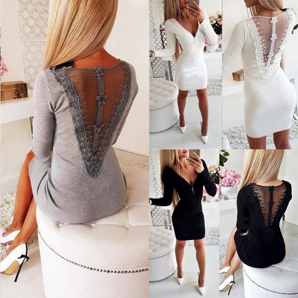 casual dresses fashion women long sleeve deep zipper v neck see through back lacework dress slim party elegant bodycon, Black;gray
casual dresses fashion women long sleeve deep zipper v neck see through back lacework dress slim party elegant bodycon, Black;gray