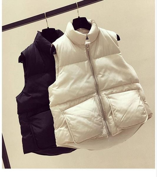 autumn winter women's solid loose vest drawstring stand collar long vest jacket cotton padded women's windproof warm waistcoat, Black;white
autumn winter women's solid loose vest drawstring stand collar long vest jacket cotton padded women's windproof warm waistcoat, Black;white
