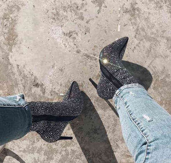 large women's boots with glittering tips, rhinestones, thin heels, pointed tips, high heels, martin boots, short boots, Black
large women's boots with glittering tips, rhinestones, thin heels, pointed tips, high heels, martin boots, short boots, Black