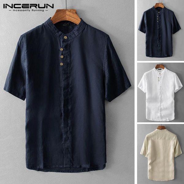 2020 mens casual shirt harajuku short sleeve button stand collar cotton solid camisa masculina streetwear brand shirts incerun, White;black
2020 mens casual shirt harajuku short sleeve button stand collar cotton solid camisa masculina streetwear brand shirts incerun, White;black