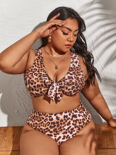 plus leopard knot bikini swimsuit m7uv#, Black
plus leopard knot bikini swimsuit m7uv#, Black