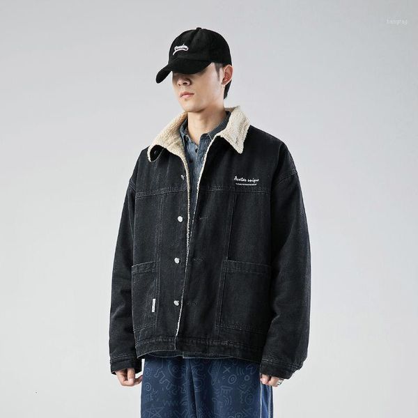 winter men's coat denim jacket embroidered lamb wool simple stand-up collar street shooting loose casual male lapel clothes1, Black
winter men's coat denim jacket embroidered lamb wool simple stand-up collar street shooting loose casual male lapel clothes1, Black