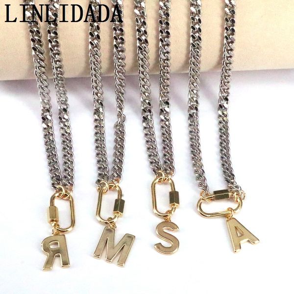 6pcs gold color oval carabiner clasps with alphabet letter pendant metal chains necklace fashion jewelry 0927, Silver
6pcs gold color oval carabiner clasps with alphabet letter pendant metal chains necklace fashion jewelry 0927, Silver