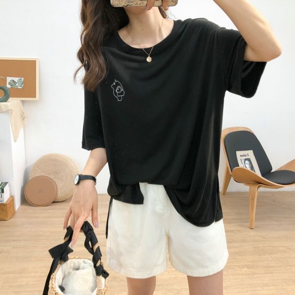 cartoon printed round neck copper ammonia short sleeve t-shirt for women's summer new versatileloose and slim oversized drape coat t-sh, White
cartoon printed round neck copper ammonia short sleeve t-shirt for women's summer new versatileloose and slim oversized drape coat t-sh, White