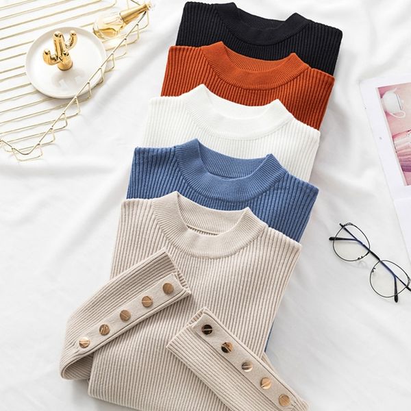 casual autumn winter women thick sweater pullovers long sleeve button o-neck chic sweater female slim knit soft jumper y200116, White;black
casual autumn winter women thick sweater pullovers long sleeve button o-neck chic sweater female slim knit soft jumper y200116, White;black