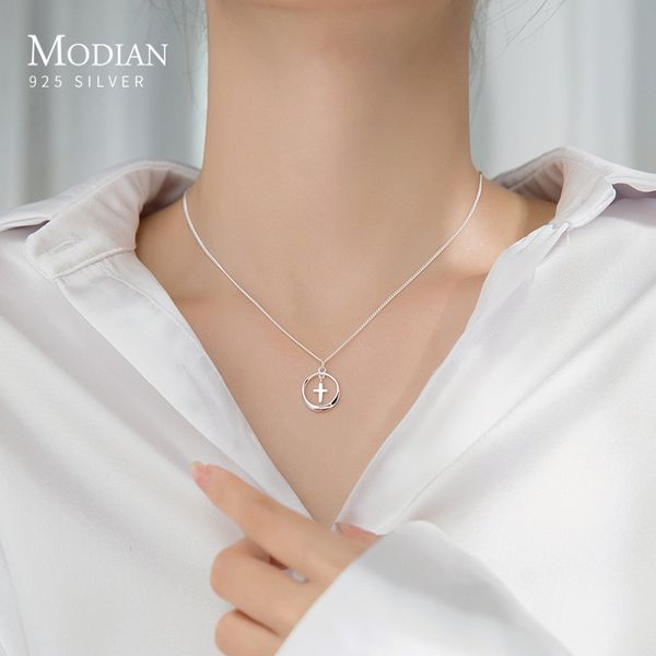 modian new fashion mini cross geometric round 925 sterling silver pendant for women link chain adjustable necklace fine jewelry fashion desi
modian new fashion mini cross geometric round 925 sterling silver pendant for women link chain adjustable necklace fine jewelry fashion desi