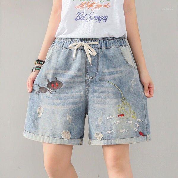 qpfjqd womens jeans loose cute denim shorts knee length cat embroidery ripped holes fashion casual ladies cotton short pants1, Blue
qpfjqd womens jeans loose cute denim shorts knee length cat embroidery ripped holes fashion casual ladies cotton short pants1, Blue