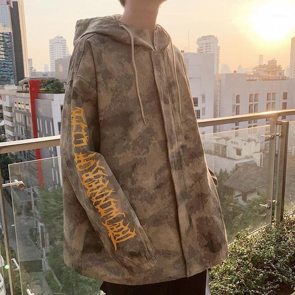 2020 autumn new men's camouflage hooded loose couple in the long trend elements big size handsome casual jacket1, Black;brown 
2020 autumn new men's camouflage hooded loose couple in the long trend elements big size handsome casual jacket1, Black;brown