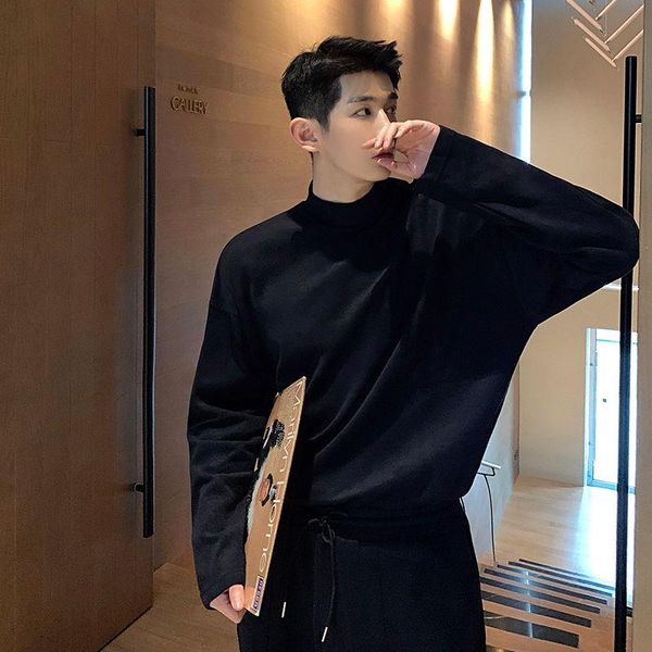 men's sweater 2020 autumn new slim solid color turtleneck knitted sweater loose casual personality youth men's wear, White;black
men's sweater 2020 autumn new slim solid color turtleneck knitted sweater loose casual personality youth men's wear, White;black